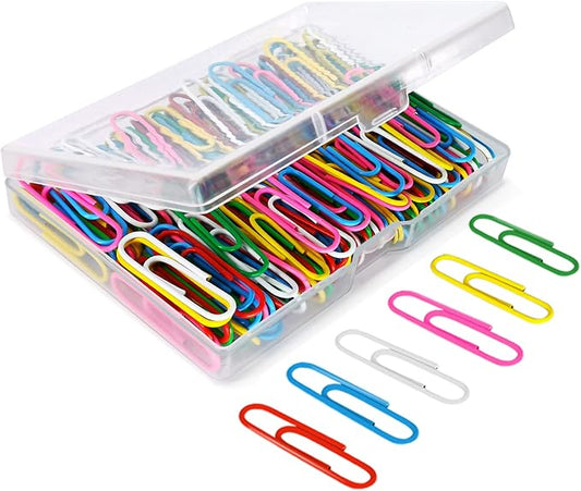 AnutriON Paper Clips, 180 Pack Medium Size Paperclips 1.3 Inch (33mm) Assorted Colored Coated Paper Clips Great for Office School Document Organizing