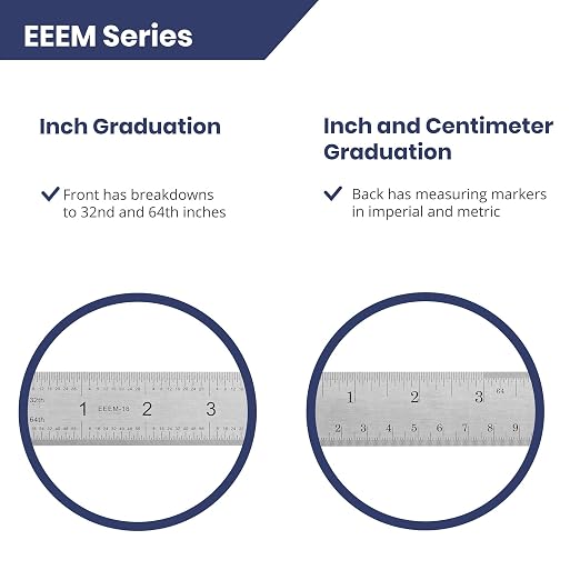 Pacific Arc Stainless Steel Ruler Inch and Metric, with 32nd and 64th Graduations, 12 Inches
