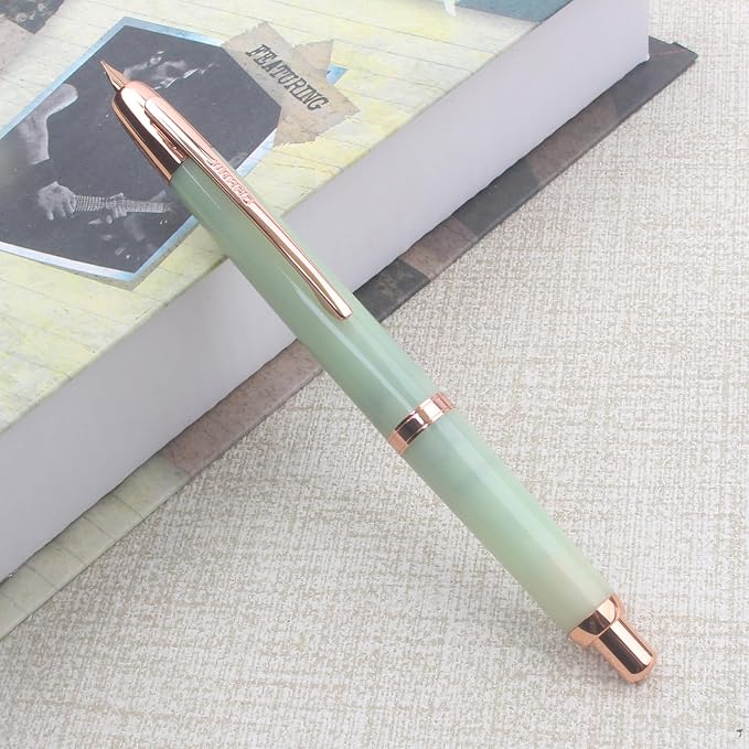 JINHAO 20 Celestial Jade Red gold clip Press Fountain Pen Elegant Luxury Ink Pen EF Nib Writing Calligraphy Pens School Supplies Stationery