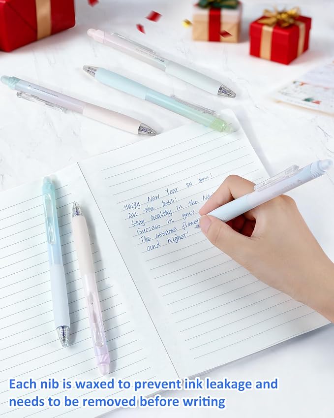 Solati Erasable Pens, 6 Pack Fine Point 0.5mm Blue Erasable Gel Pens with 360°Rotating Erasers, Make Mistakes Disappear, Comfort Grip for Drawing, Writing, Planning, and Crossword Puzzles (Blue Ink)