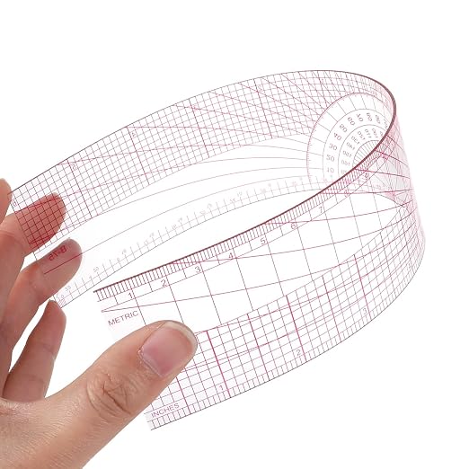 Clear Ruler for Sewing, 4 Pcs Plastic Grid Transparent Quilting Rulers with Sandwich Scale L Shaped and Triangle Ruler Sewing Measuring Tools for Pattern Grading Making Quilting Clothes Design Crafts