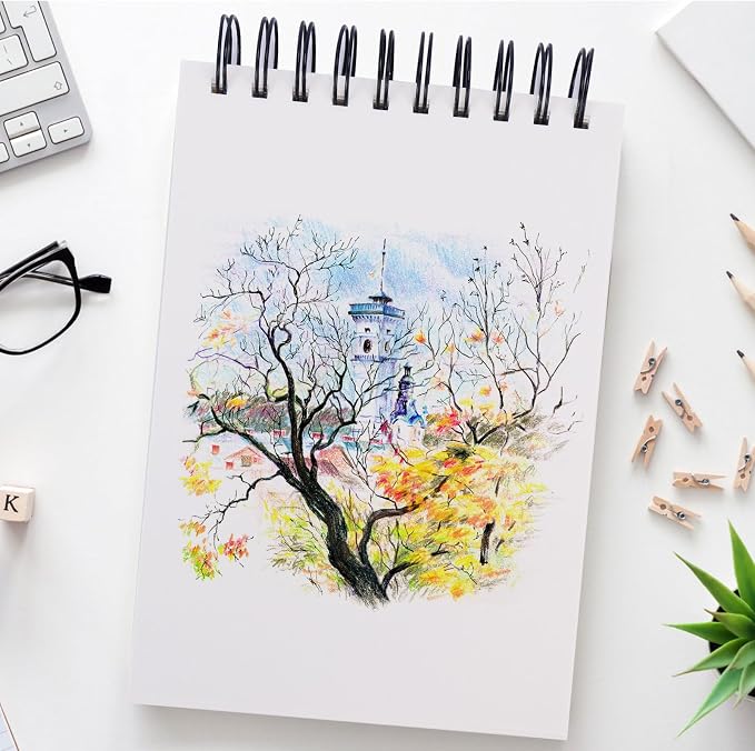 Sketch Book, 5.5" x 8.5" Sketchbook with 60 Sheets (68lb/100gsm), 1 Pack Drawing Pad Acid Free Drawing Book Sketch Pad for Kids Adults Beginners Artists