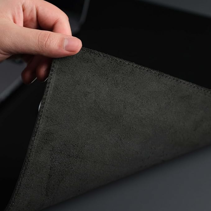 Jersey Genuine Calfskin Leather Desk Pad, Office Desk Mat with Non-Slip Bottom, Smooth Surface for Mouse & Keyboard, Desk Protector (36x19 inches) (Black)