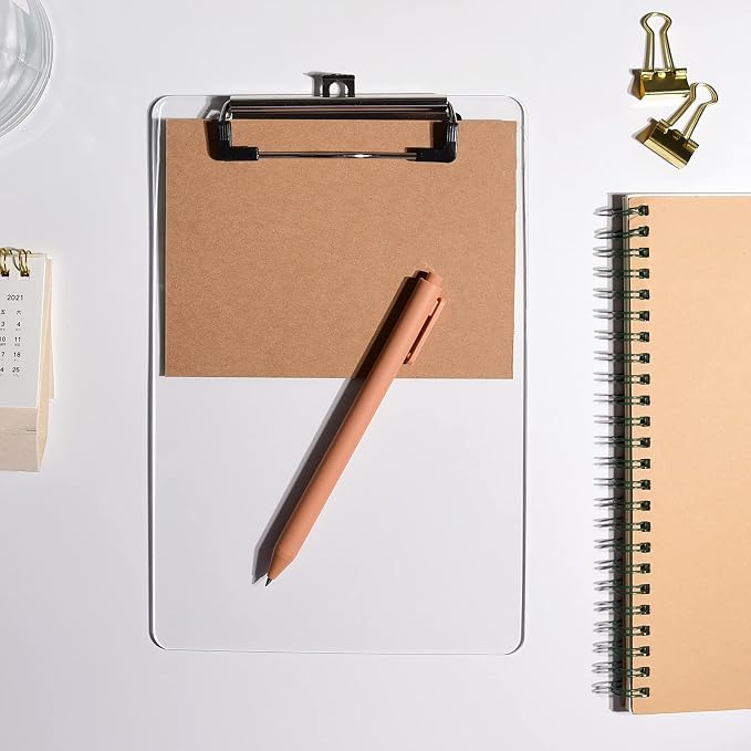 Hongri Plastic Small Clipboard, Clear A5 Memo Size Clip Board | Mini Size 6 x 9 in for Students, Teacher, Women, Office & School Supplies