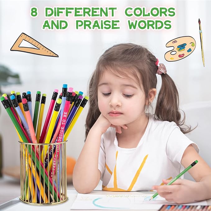 Gersoniel 60 Pcs Personalized Pencils with Name Motivational Fun Pencils Inspirational for Student Color Changing Mood for Kid(Multicolor,Classic Style)