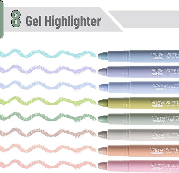 Mr. Pen- No Bleed Gel Highlighters, Assorted Colors, 8 Pack | Bible Highlighters and Pens No Bleed, Bible Markers for Study, Journaling, School Supplies and Accessories