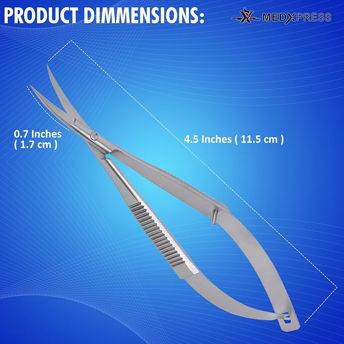 Micro Scissors 4.5" Curved Stainless Steel Embroidery Scissors Extra Sharp Applique Scissor Stitch Cutting for Eyebrow Trimming scissor for Grooming Sewing Arts & Craft Spring scissor.
