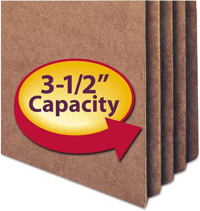 Smead File Pocket, Straight-Cut Tab, 3-1/2" Expansion, Letter Size, Redrope, 25 per Box (73224)