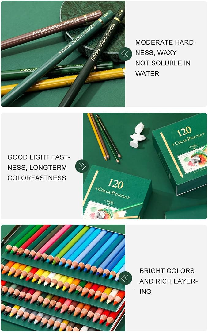 Pilipane Colored Pencils, Colored Pencils for Adult Coloring, 120 Colored Pencils Set, Glossy Color Rendering Oil Based, Soft Core, Coloring Pencils Set Adults Kids Beginners