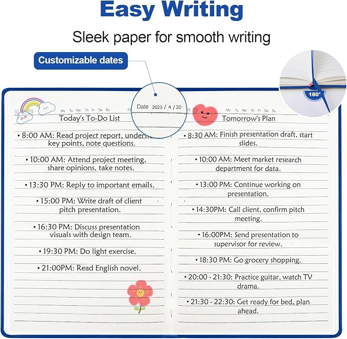 SUQJOY Lined Journal Notebooks, 6 Pack 160 Pages, 5.5x 8.2-Inch Journals for Women Men, Hardcover Notebook with 100 gsm Thick Paper, A5 Size College Ruled Notebook for Writing/Travel/Work (Blue-6 Pack)