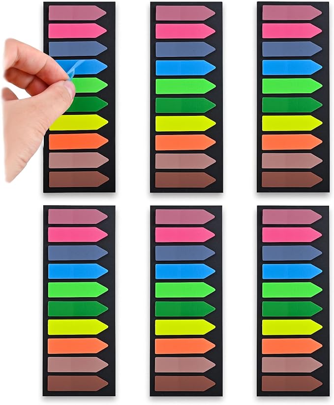 Ericter Arrow Sticky Tabs 1200PCS Writable Repositionable Translucent PET Page Markers Book Tabs Index Flags, Book Annotation Tabs for Notebooks Study Office School Supplies