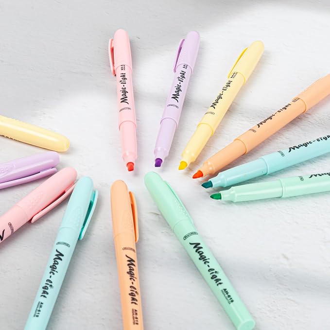 AIHAO Pastel Highlighters, Assorted Color, Chisel Tip Marker Pen, 12Pack, No Bleed, Aesthetic Cute Highlighter, Ideal for Office Home Supplies.