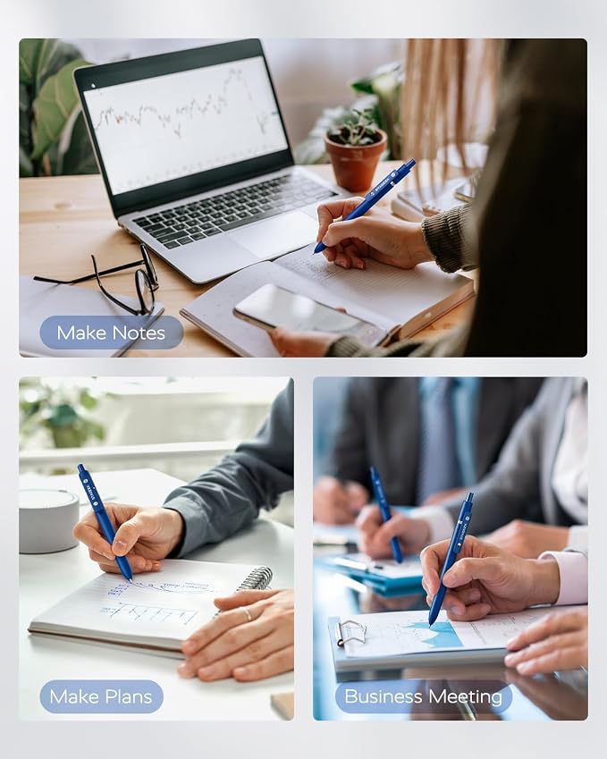 STAGEEK Blue Gel Pens GX3, 6Pcs Quick Dry Blue Ink Pens with 3 Extra Refills, Fine Point Retractable Smooth Writing Pens for Journaling, Office, Note Taking, School Supplies, Nurse Aesthetic(Blue)