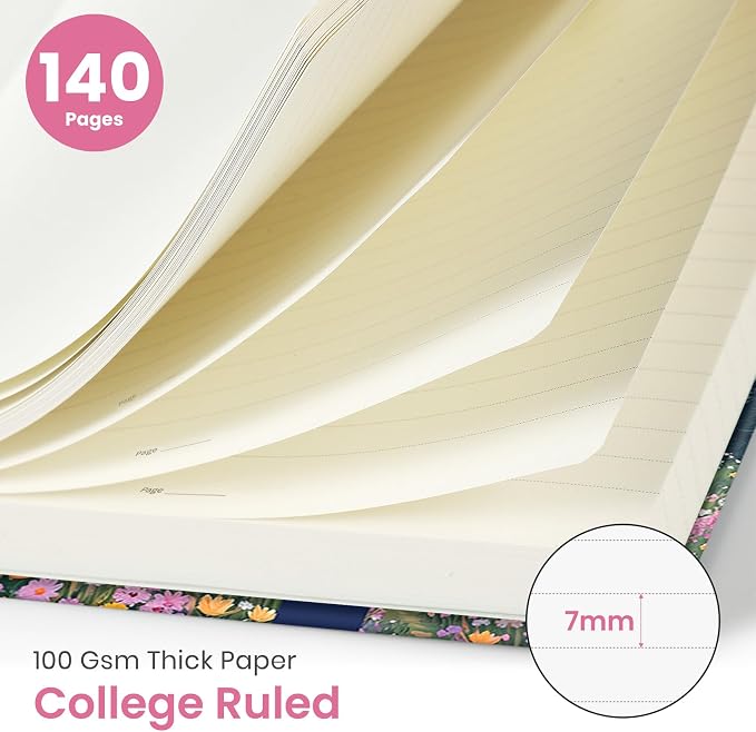Taja Spiral Lined Journal for Women, Notebook for Work with Pretty Cover, 140 College Ruled Pages, Hardcover Notebook for Journaling, Note Taking, Bible Study, Dreamscape Hills