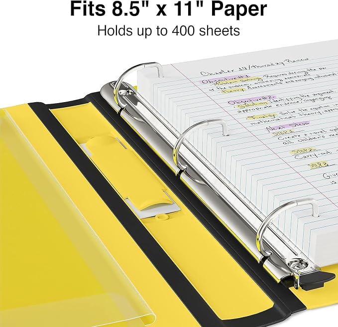 Staples Better Binder 1.5-Inch D-Ring View Binder, Reinforced Spine, Holds Up to 350 Sheets, Yellow, for Office & School