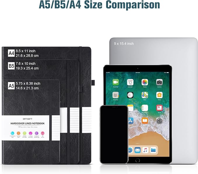 College Ruled Notebook A5, 312 Numbered Pages Diary, Lined Leather Journal | Extra-Thick with 2X Writing Space, 100gsm No Bleed Paper, Hardcover, Lay-Flat, for Work, School, Meeting Notes & Journaling