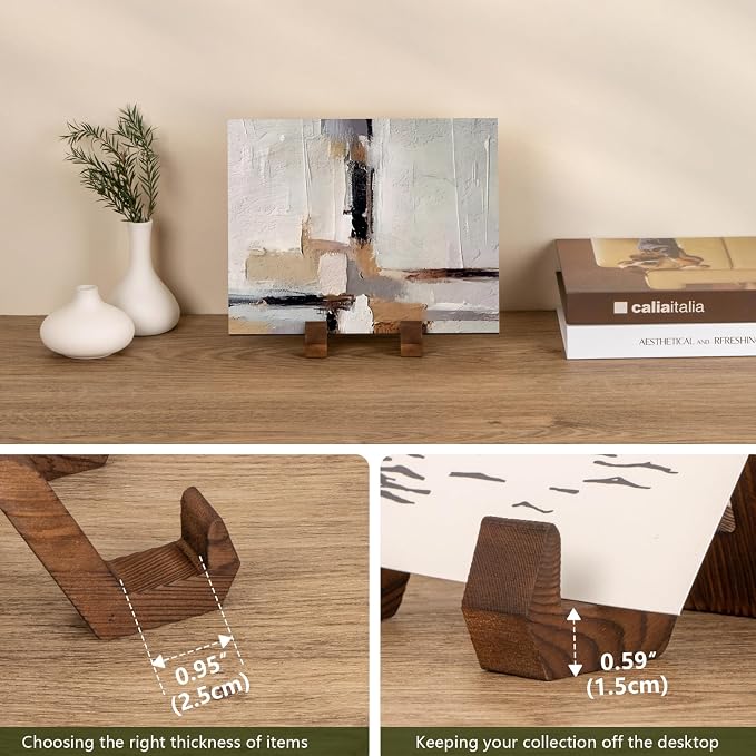 ANBOXIT Plate Display Stand, 4 Inch Plate Holder for Displaying, Decorative Picture Frame Dish Photo Plaque Platter Wood Stand | Decorative Plate Stand for Picture Frame Dish Photo Plaque Platter Wood Stand