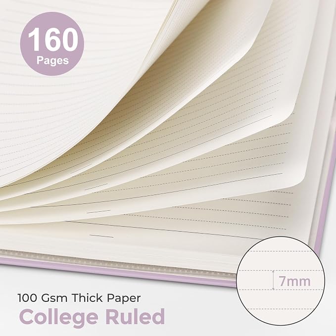 AHGXG Spiral Journal Notebook, 160 Lined Pages, A5 Size (5.7'' x 8.3'') | for Women, Journaling, Writing, Work & Office, Hardcover, 100 GSM Thick Paper (Lavender Pink Peony)