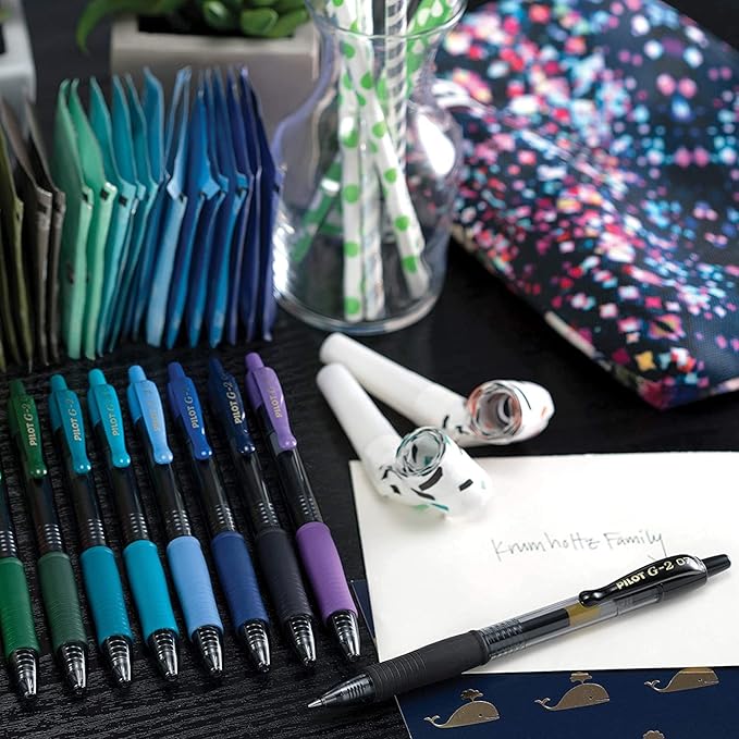 Pilot G2 Premium Refillable and Retractable Gel Ink Pens Fine Point (0.7mm), Retractable Pens, 7 Colors, 8 Count