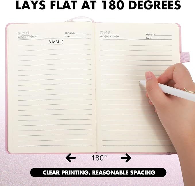 Aodaer 30 Set Lined Notebook Journals with Pens A5 Notebooks 100 GSM College Ruled Hardcover Notebook PU Leather Notepad with Pen Holder for Office School, 5.7 x 8.3 Inches, Pink