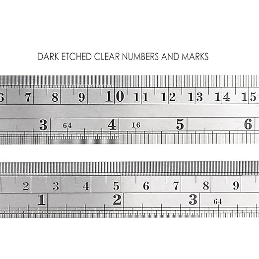 ZZTX Metal Ruler 6 Inch 12 Inch Stainless Steel 2 Pack | Rust-proof, Straight edge, Precise markings, Clear read