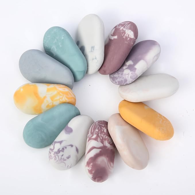 Mr. Pen- Marble Pencil Erasers, 12 Pack, 1" x 2" | Soft Rubber Marble Pencil Erasers for School, Office, Art Sketching, Homework, Exams, Clean Smudge-Free Correction