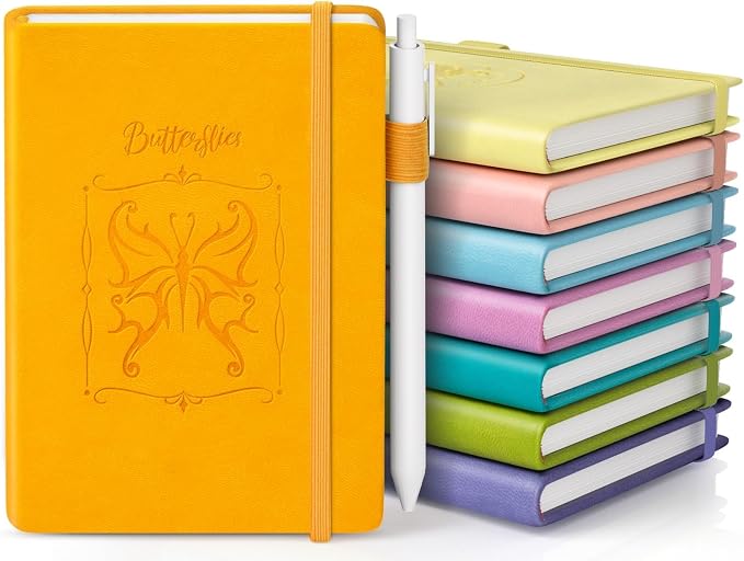 Pocket Small Notebook Journals, 8 Pack (8 Candy Color) Mini Notebook 3.7x5.7 Butterfly Journaling Notebooks for Women Men, A6 Hardcover Lined Note Pads with Pens for Work, Business, Travel Journal, Office Supplies
