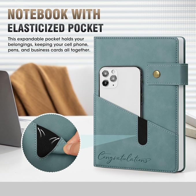 ENOMY Personalized Notebook Set Custom Leather Journal with Stylus Pens Gift,Brown