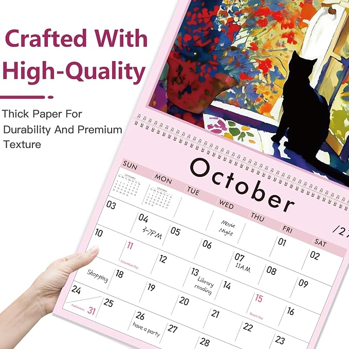 GuassLee Cat Wall Calendar 2026-2027, Vertical Wall Calendar 2026, 19-Months Hanging Art Calendar Jun. 2026 to Dec. 2027, 14" x 23" Monthly Planner Wall with Thick Paper for Office School Home Teacher