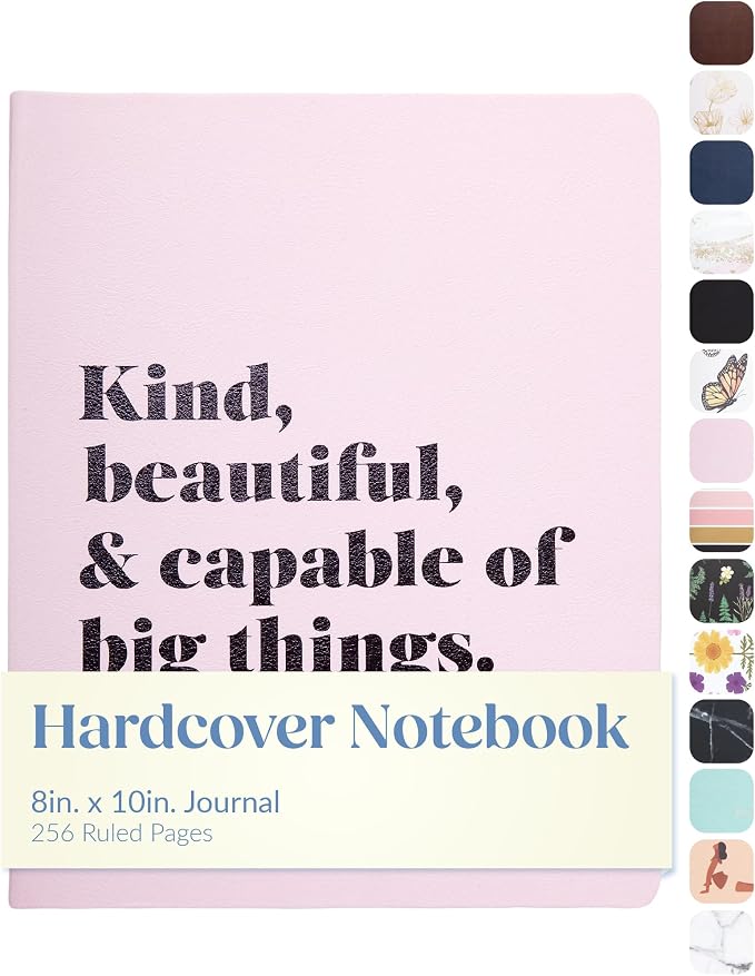 WORLD TRAVELER Large Lined Journal Notebook 256 Ruled White & Ivory Pages | Lay-Flat Binding, Gilded Page Edges Resist Wear, Reinforced Square Corners, Bleed-Resistant Smooth Paper