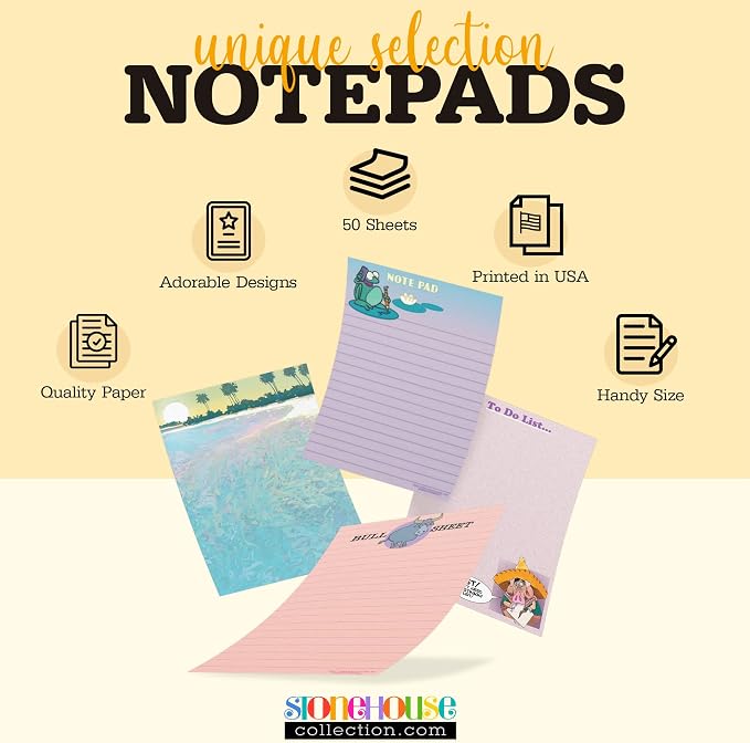 Cute Notepads - 4 Assorted Pads - USA Made - Ladybug, Bee, Butterfly, Dragonfly - Fun Small Gift