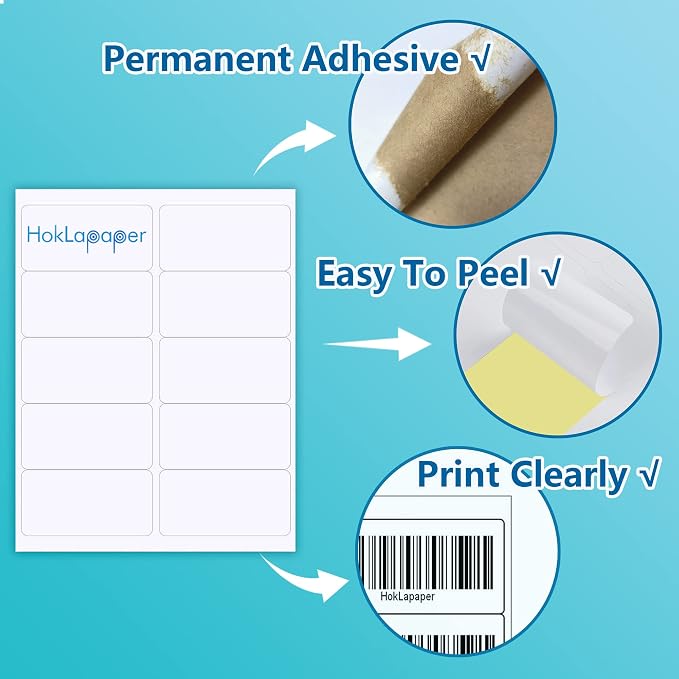 2" x 4" Shipping Labels,Printable White Mailing Labels for Laser/Inkjet Printer,Permanent Adhesive Sticker Labels(100 Sheets,1000 Labels) | Printable White Mailing Labels for Laser/Inkjet Printer,Permanent Adhesive Sticker Labels