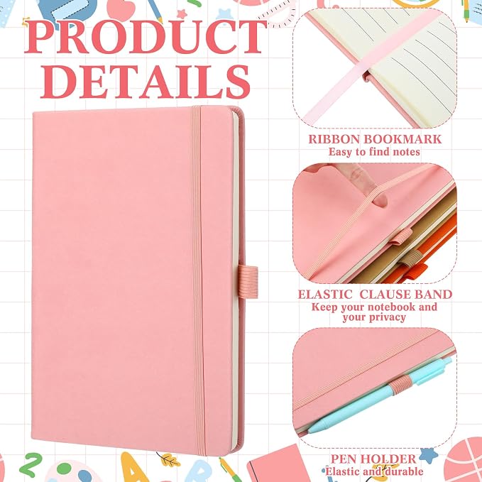 Laumoi 14 Pack Hardcover Journal Notebooks Bulk A5/A4/B5 Journaling Notebook Wide Ruled PU Leather Ruled Lined Journals with Pen Holder for School Business Work Writing (Fashion Color,A5)