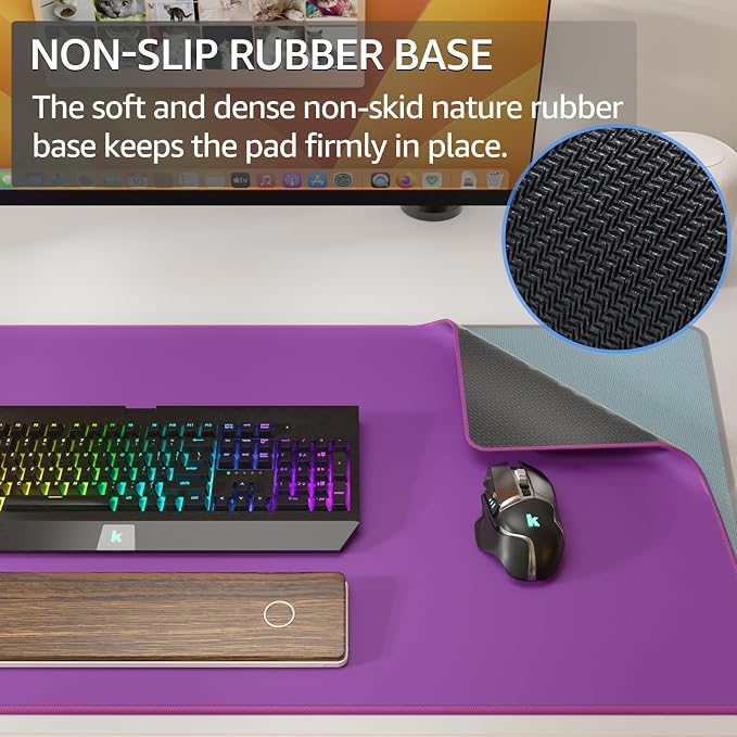 KTRIO Large Gaming Mouse Pad, Desk Mat, 31.5 x 15.7 in, Violet Purple, XXL | Smooth Micro-Weave Surface, Artistic Pattern Design, Non-Slip Rubber Base, Durable Stitched Edges, Office & Home Use