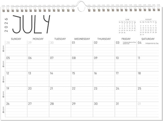 GuassLee Wall Calendar 2026-2027,12 Months Academic Planner Through Jun. 2026 to May 2027,17" X 12" Paper Monthly Planner Wall Hanging Calendar with Thick Paper for Easy Organizing