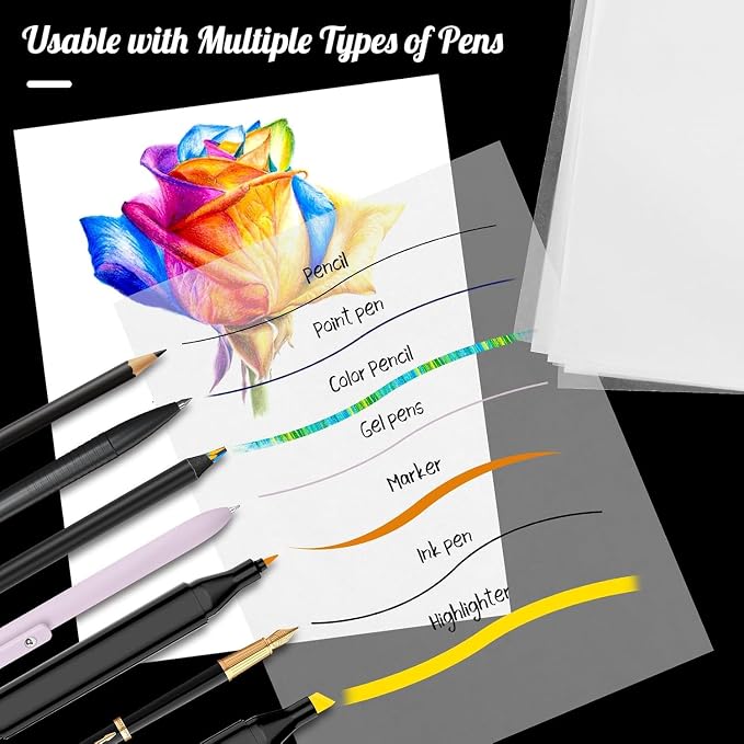 120 Sheets 8.5”x 11” Tracing Paper, Loose Translucent Trace Drawing Paper | 25 lb/41gsm, for Drawing Pad Book Sketchbook Coloring Painting, Sketching, Overlaying, Vellum Paper Trace Tracing Paper