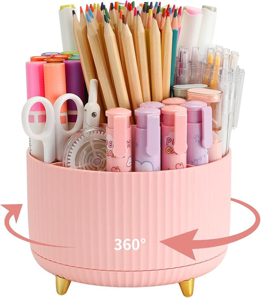 Camelmother 360°Rotating Pen&Pencil Holder For Desk With 5Slots Cute Office | Spacious Beautiful & Durable For Teachers Students Workers Easy Storage for Pens Stationery