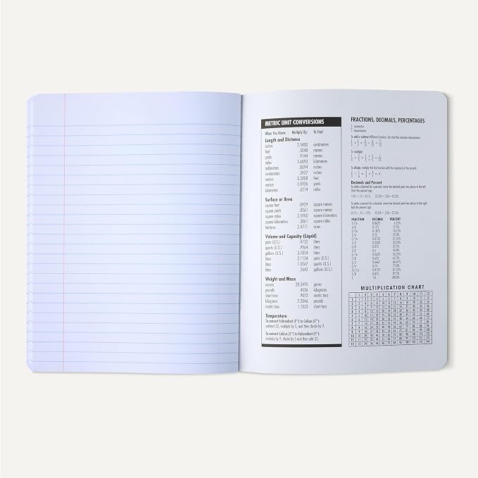 Amazon Basics Composition Notebook, Wide Ruled, 100 Sheets, 1 pack, Marble Black, 9.75" x 7.5" for School, Home, and Office Use