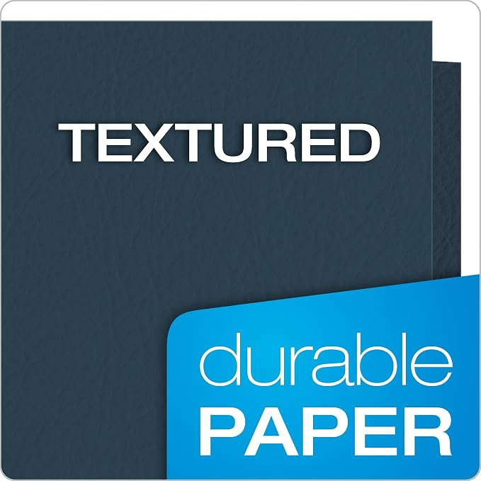 Oxford Twin-Pocket Folders, Textured Paper, Letter Size, Dark Blue, Holds 100 Sheets, Box of 25 (57538EE)