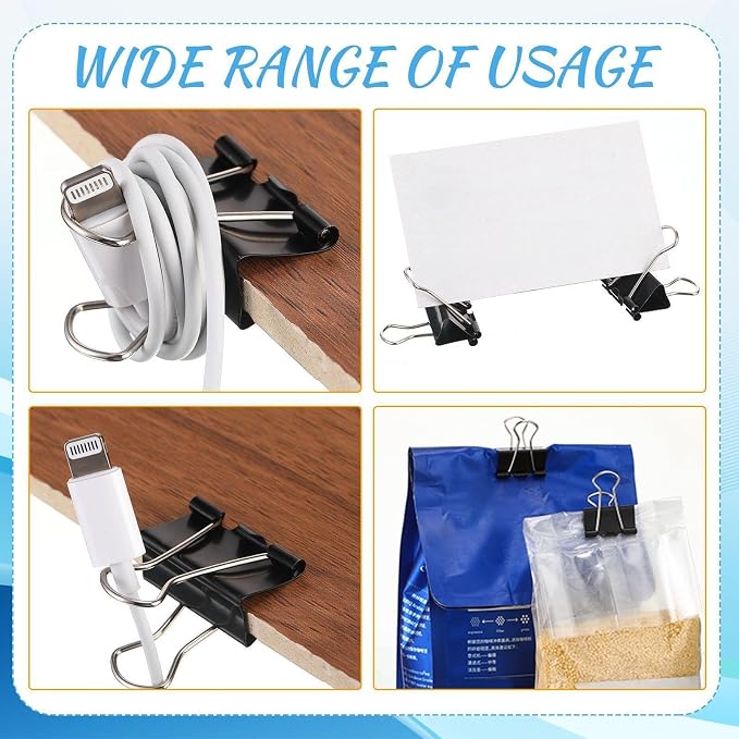 Jetec 500 Pieces 1. 25 Inch Black Binder Clips Bulk Large Paper Clamps Metal Paper Clips for Teachers Students Classroom Business Office and School Office Supplies