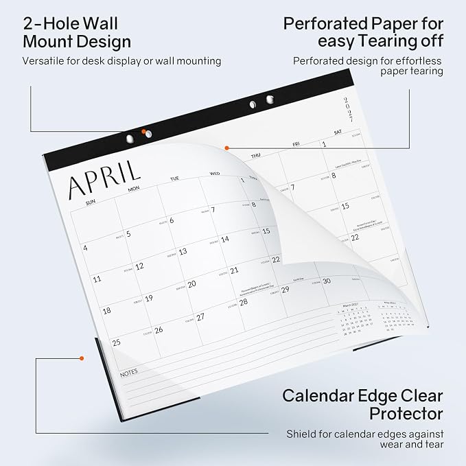 SUNEE Desk Calendar 2026-2027, 14.5" x 11.5", 18-Month Monthly Desk Calendar from Jul. 2026 - Dec. 2027, Academic Desk Calendar for Teacher, School, White