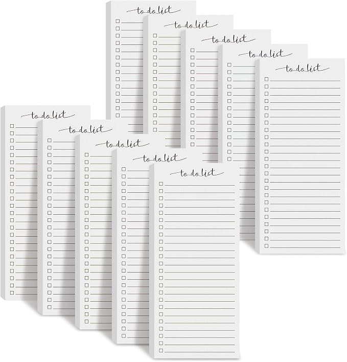 Censen 10 Pack 500 Sheets to Do List Notes Daily Checklist Notepad with 50 Sheets Undated Memo Pad Color Block Shopping List Weekly Plan Notepad Organizer Planners(White,Lined)