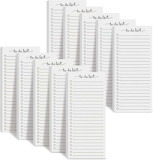 Censen 10 Pack 500 Sheets to Do List Notes Daily Checklist Notepad with 50 Sheets Undated Memo Pad Color Block Shopping List Weekly Plan Notepad Organizer Planners(White,Lined)
