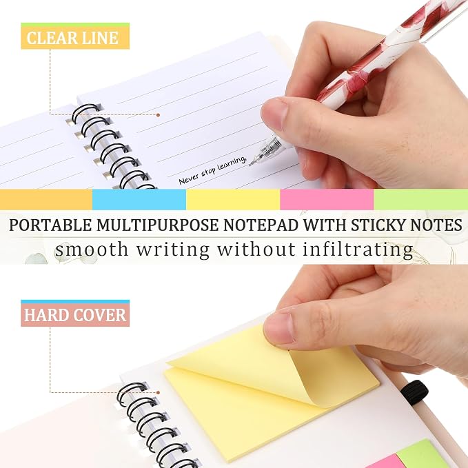 Honoson 30 Set Back to School Teacher Appreciation Gifts Bulk Inspirational Notebook with Sticky Note and Bamboo Pen Set Coworker Thank You Gifts for Employee Team Staff Office Group (Floral)