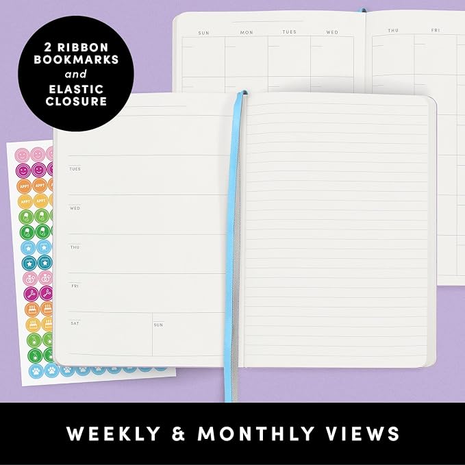 PAPERAGE Undated Weekly & Monthly Hardcover Planner (Cognac), 5.6 in x 8 in, Includes Lined Note Pages & 2 Sticker Sheets