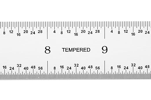 PEC Tools Rigid Metal Ruler, 12"/300mm High-Precision Steel Rule with Satin Chrome Finish, English & Metric Graduation (1/32", 1/64", 0.5mm, 1.0mm), Fully Hardened and Tempered, Made in USA