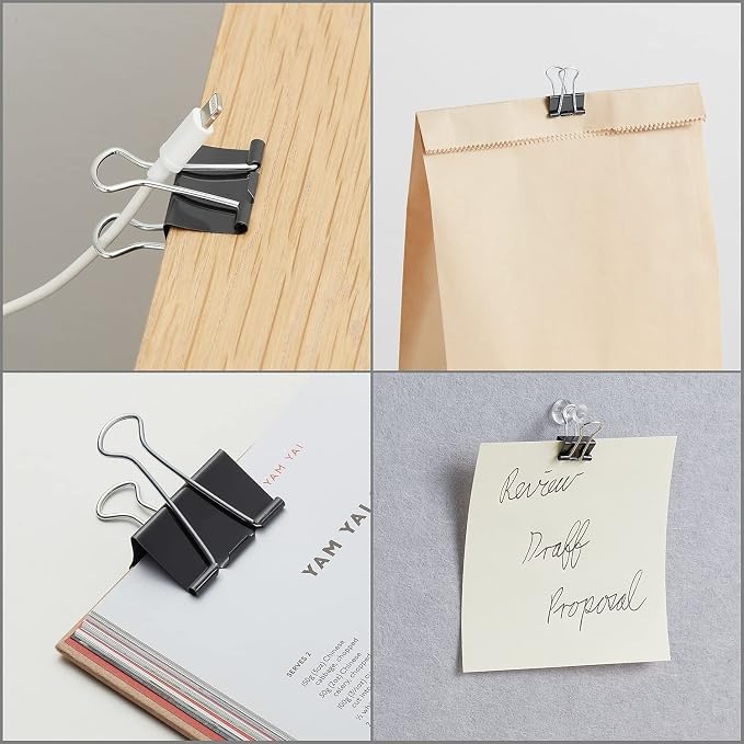 Staples Binder Clips, Medium Size, 1.25" Width, Black, 72 Pack – Strong Hold Clips for Paper Stacks & Office Files