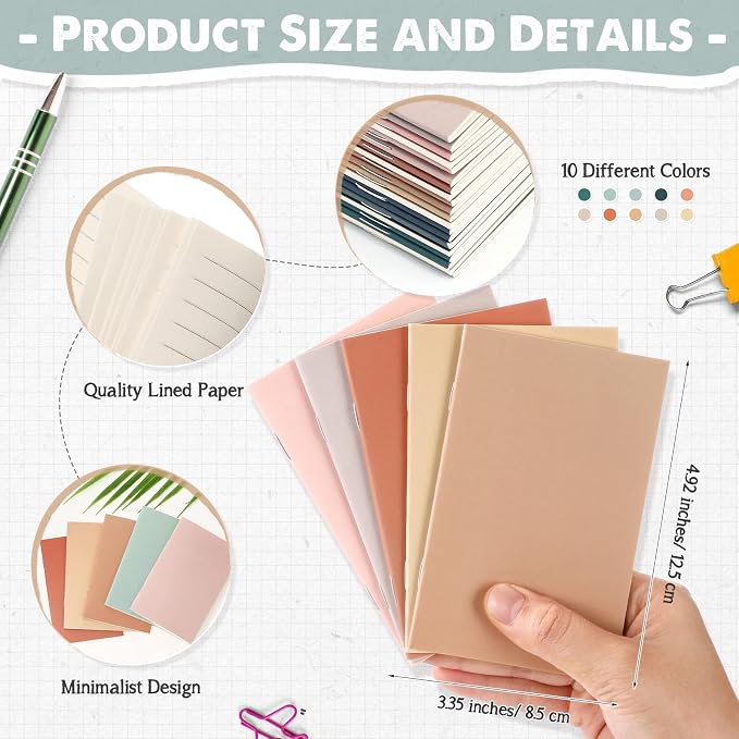 Eaasty 20 Set Mini Notebooks with Ballpoint Pens Bulk Back to School Gift Small Pocket Notepads Gradual Color Composition Journals and Pens for School Supplies Writing Notebooks (Healing Series Color)