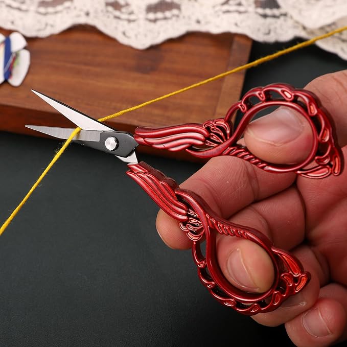 YOUGUOM Small Sewing Scissors, Little Embroidery Shears with Cover | 4.3in, Red, Sharp, Precision, DIY Tools, for Craft, Needlework, Cross Stitch, Paper, Thread Cutting, Left/Right Handed