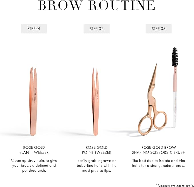 Tweezerman Exclusive Eyebrow Shaping Scissors & Brush Rose Gold